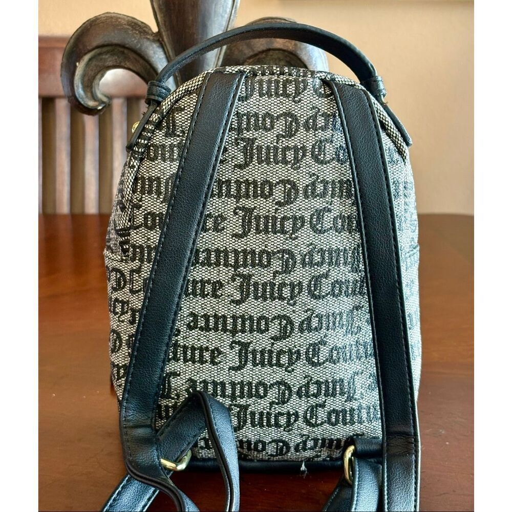 JUICY COUTURE Mini Backpack & Card Case/Grey & Black Faux Leather/Gothic Status - Picture 12 of 13